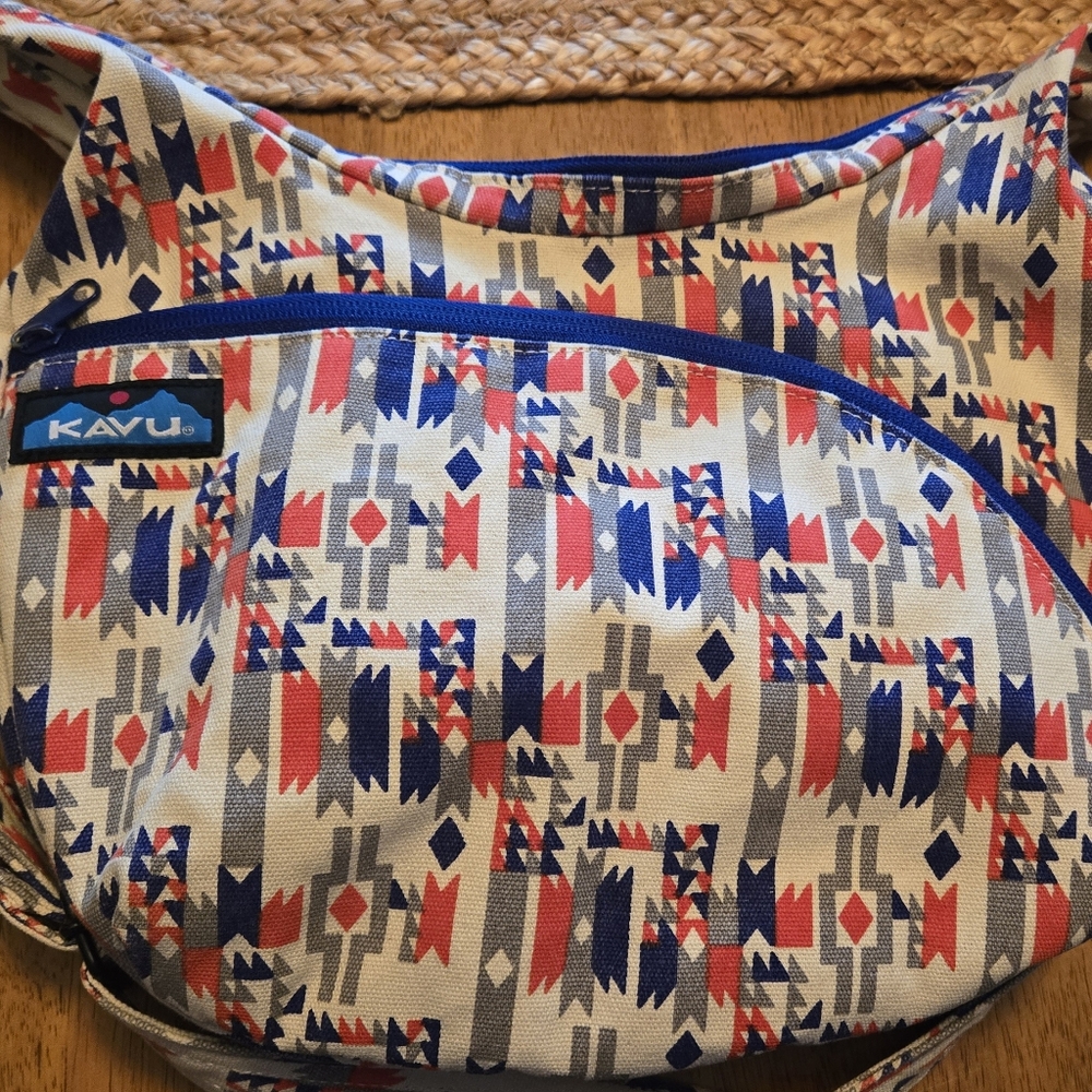 KAVU Sydney Shoulder Bag - Red, Blue, and Gray